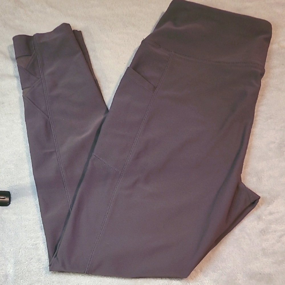 MONDETTA Performance+Luxury Gray High-Waisted Leggings With Pockets Size L